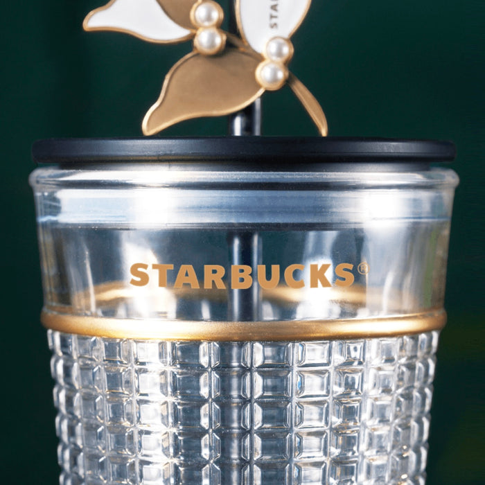 Starbucks China - Coffee Treasure 2023 - 10. Black Square Embossed Glass Cold Cup 600ml