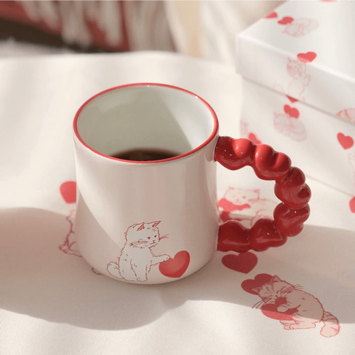 Starbucks China - Valentine’s Pink Kitty 2024 - 18O. Heart Handle Kitty Ceramic Mug 355ml