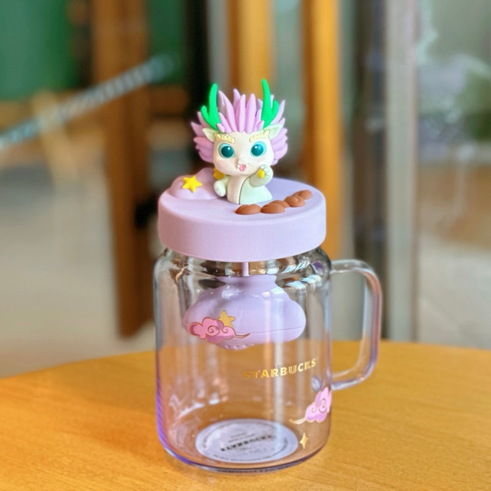 Starbucks China - Fortune is Coming 2024 - 4. Baby Dragon Tea Infuser Glass Mason Jar Mug 525ml