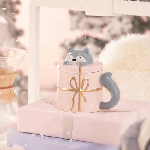 Starbucks China - Christmas 2023 - 9. Holiday Husky in Round Gift Box Ceramic Mug with Lid 405ml