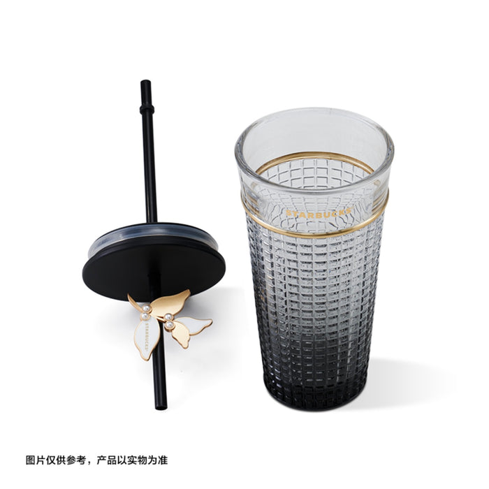 Starbucks China - Coffee Treasure 2023 - 10. Black Square Embossed Glass Cold Cup 600ml