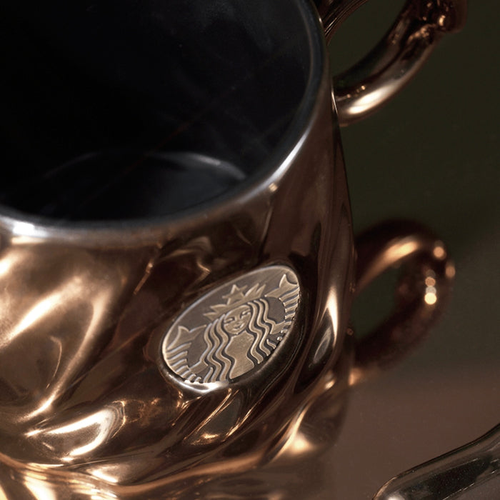 Starbucks China - Coffee Treasure 2023 - 6. Retro Copper Bronze Logo Ceramic Mug with Saucer 355ml