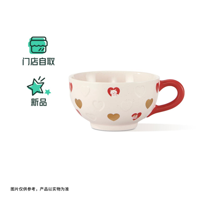Starbucks China - Valentine’s Pink Kitty 2024 - 1. Heart Printed Ceramic Mug 414ml