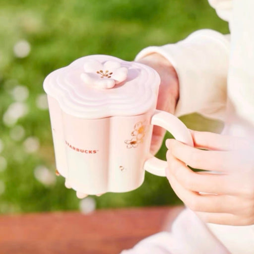 Starbucks China - Cherry Blossom 2024 - 6S. Sakura-Shaped Ceramic Mug with Lid 360ml