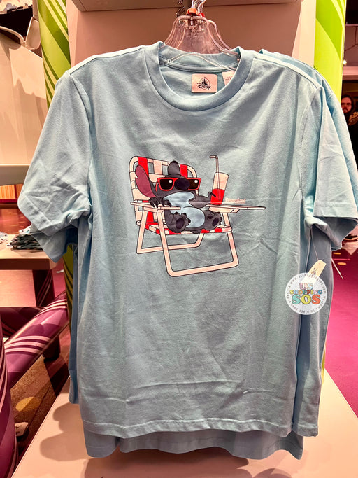 DLR - Lilo & Stitch - Stitch Sun Bath “Disneyland Resort” Pool Blue Graphic T-shirt (Adult)