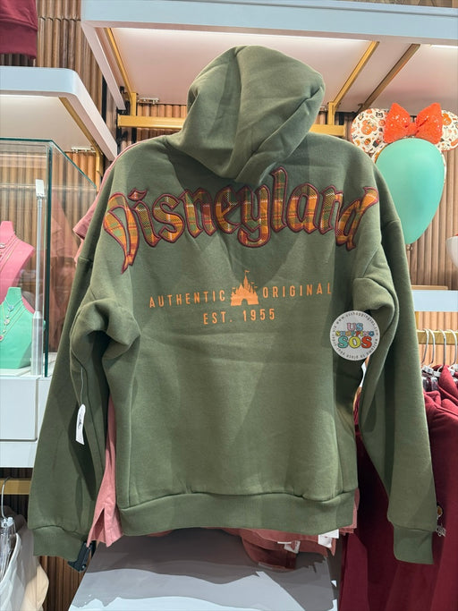 DLR/WDW - Fall Season 2026 - Park Logo Orange Plaid Authentic Castle Original Olive Zip Hoodie Jacket (Adult)
