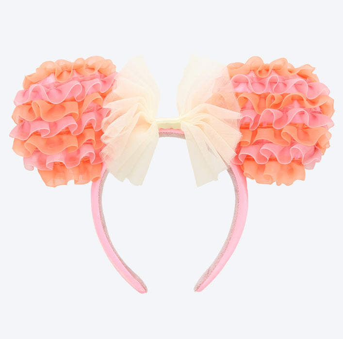 TDR - Minnie Mouse Ruffle ‘Pink & Orange’ Ears Headband (Release Date: Apr 17, 2025)