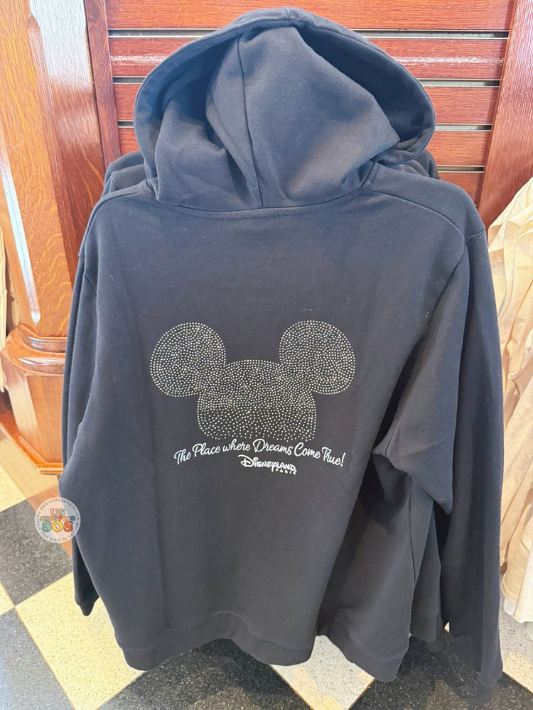 DLP - Crystal Mickey Icon "The Place where Dreams Come True!" Disneyland Paris Black Hoodie Zip Jacket for Adults