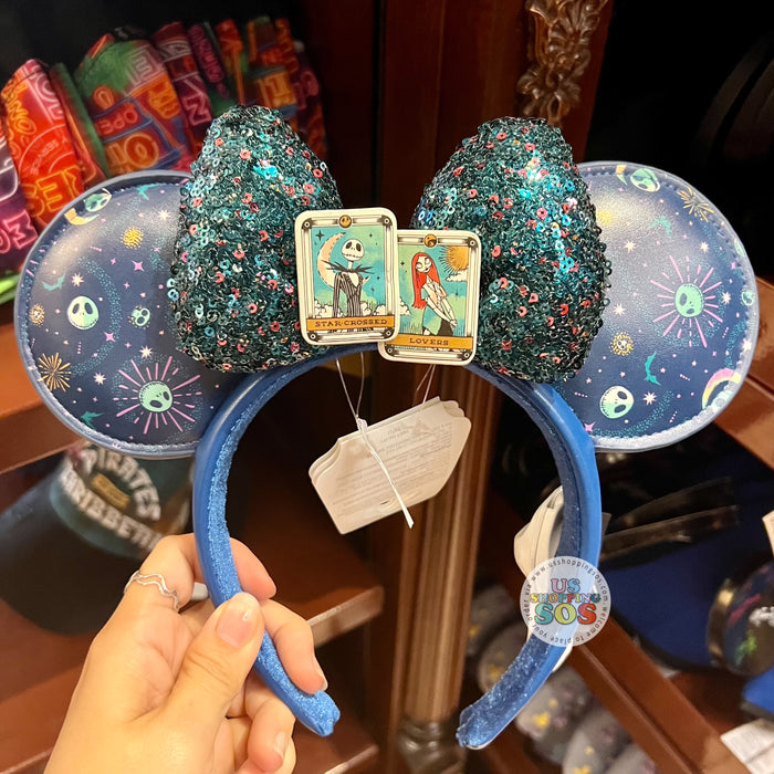 DLR/WDW - Nightmare Before the Christmas Jack & Sally Inspired Sequin Bow Imitation Leather Ear Headband