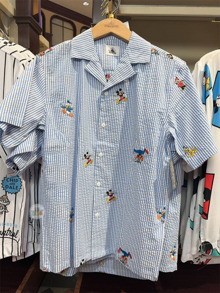 HKDL - Mickey Mouse and Friends Woven Striped Shirt for Adults