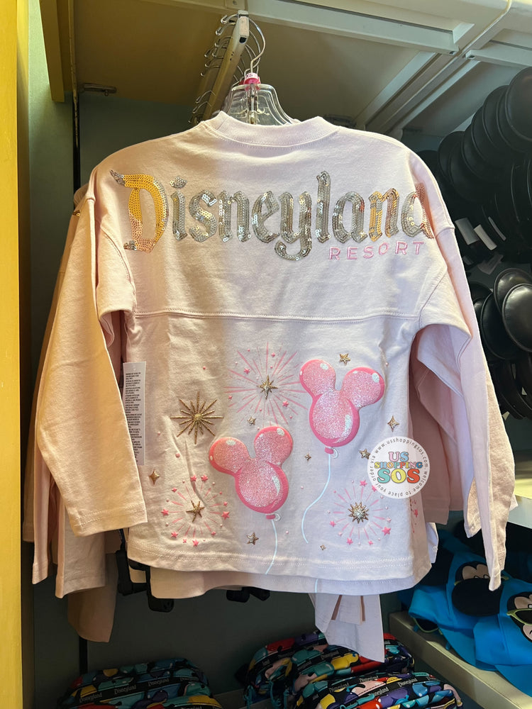 DLR/WDW - Spirit Jersey Mickey Balloon Gold Sequie Pink Pullover (Youth)