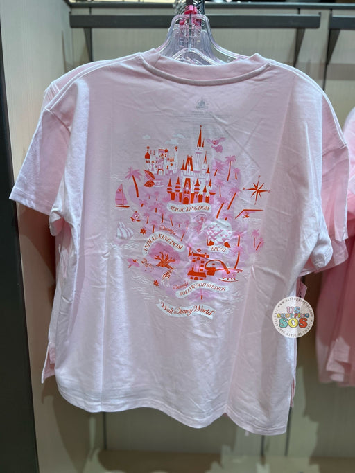 DLR/WDW - Park Map Light Pink Graphic Tee (Adult)