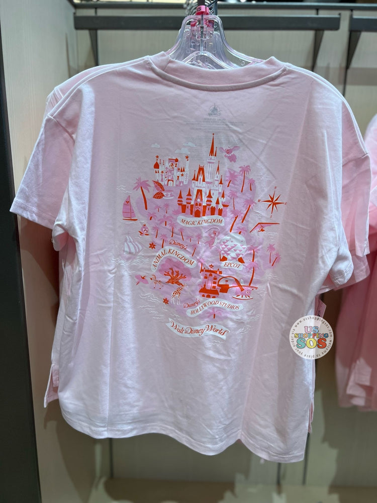 DLR/WDW - Park Map Light Pink Graphic Tee (Adult)