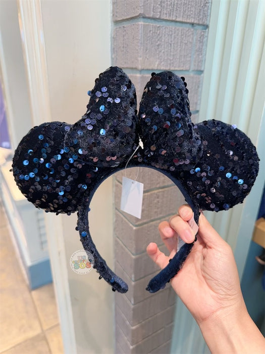 HKDL - Minnie Velvet & Sequin Navy Color Ear Headband