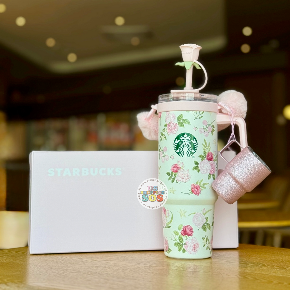 Starbucks China - Kaleidoscope Rose 2026 - 5S. 900ml Stainless Steel Dual-Opening Tumbler with Straw Stopper & Mini Cup Charm