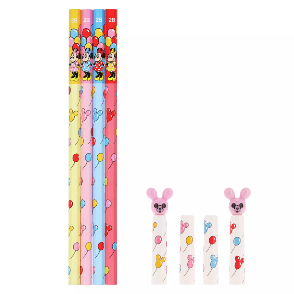 TDR - Mickey and Minnie Mouse Balloons Pencils 2B with Caps Set of 4 (Release Date: Jun 26, 2025)