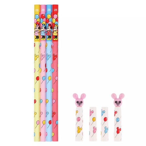 TDR - Mickey and Minnie Mouse Balloons Pencils 2B with Caps Set of 4 (Release Date: Jun 26, 2025)
