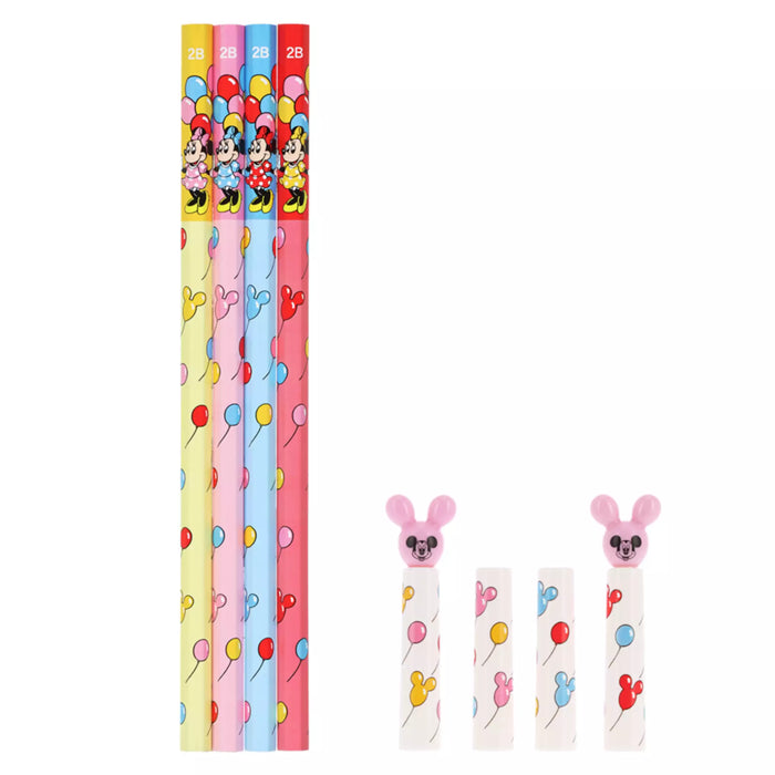 TDR - Mickey and Minnie Mouse Balloons Pencils 2B with Caps Set of 4 (Release Date: Jun 26, 2025)