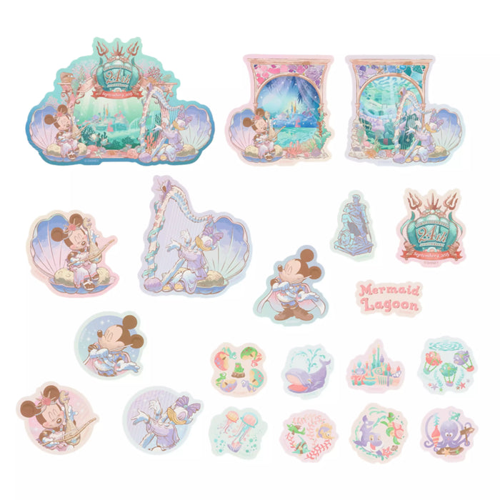 TDR - Tokyo Disney Sea's 24th Anniversary "Mermaid Lagoon" Collection x Minnie Mouse & Daisy Duck Stickers & Masking Tapes Set with Slide Zip Case (Release Date: Sept 4, 2025)
