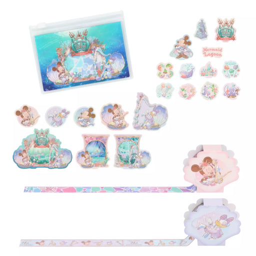 TDR - Tokyo Disney Sea's 24th Anniversary "Mermaid Lagoon" Collection x Minnie Mouse & Daisy Duck Stickers & Masking Tapes Set with Slide Zip Case (Release Date: Sept 4, 2025)