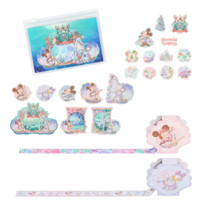 TDR - Tokyo Disney Sea's 24th Anniversary "Mermaid Lagoon" Collection x Minnie Mouse & Daisy Duck Stickers & Masking Tapes Set with Slide Zip Case (Release Date: Sept 4, 2025)