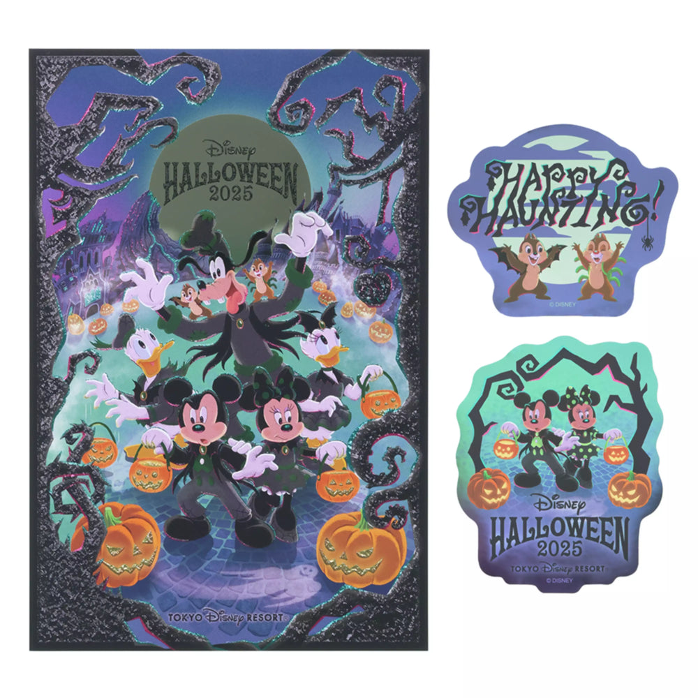 TDR - 2025 Mickey & Friends Disney Halloween "Happy Haunting!" Collection x Post Card & Sticker Set (Release Date: Sept 16, 2025)