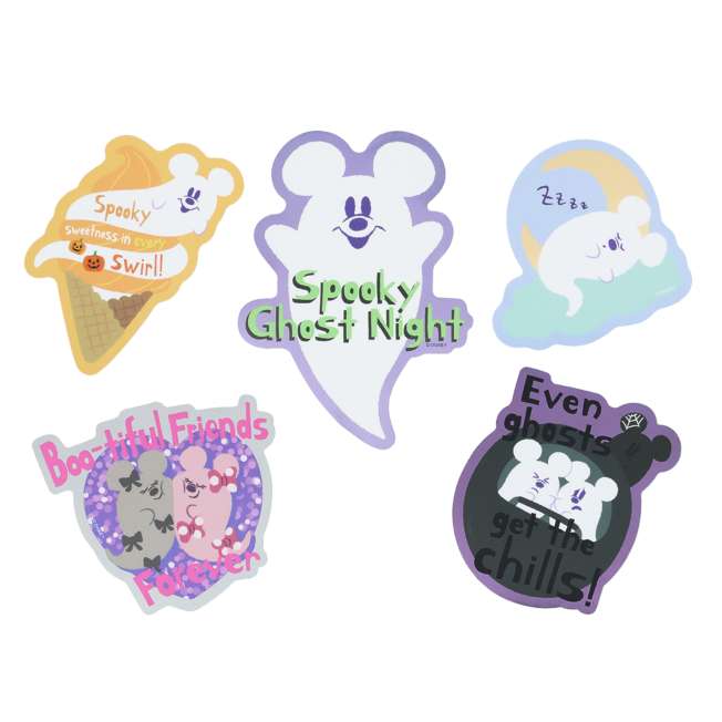 TDR - 2025 Mickey & Friends Disney Halloween "Spook Ghost Night!" Collection x Mickey Mouse Ghost Stickers & Zip Case Set (Release Date: Sept 16, 2025)