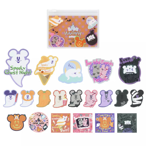 TDR - 2025 Mickey & Friends Disney Halloween "Spook Ghost Night!" Collection x Mickey Mouse Ghost Stickers & Zip Case Set (Release Date: Sept 16, 2025)