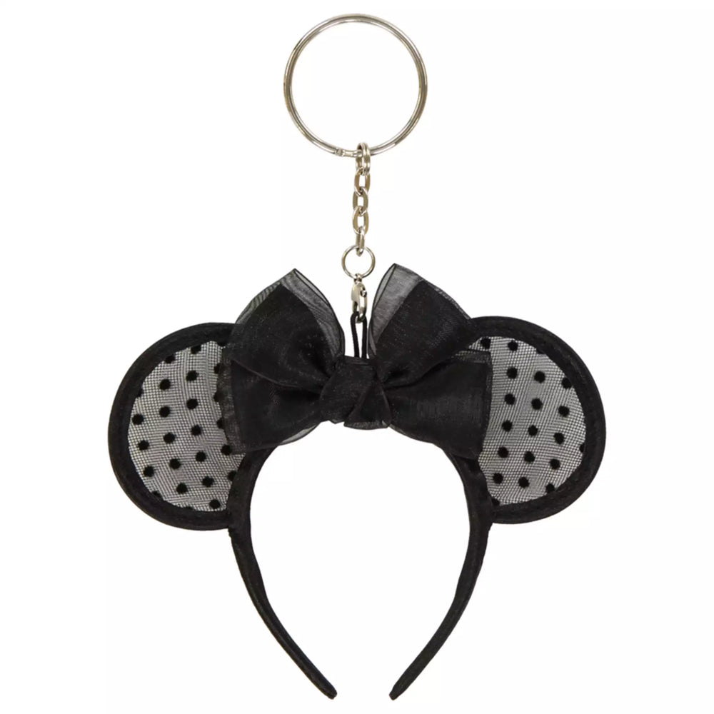 TDR - Minnie Mouse Polka Dot Lace Ear Headband Shaped Keychain (Black) (Relase Date: July 18, 2024)