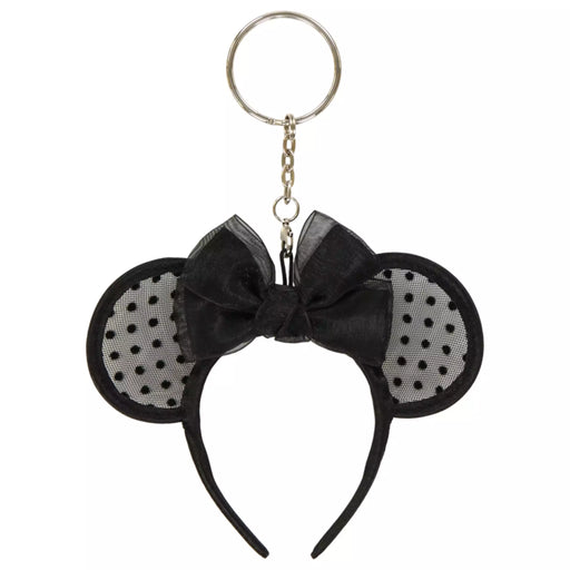 TDR - Minnie Mouse Polka Dot Lace Ear Headband Shaped Keychain (Black) (Relase Date: July 18, 2024)