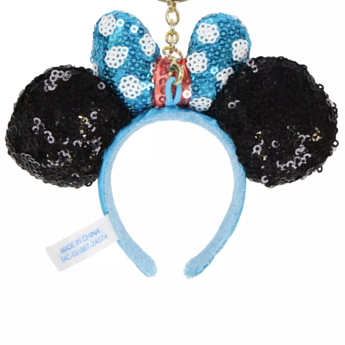 TDR - Minnie Mouse Blue Color Dot Bow Sequin Ear Headband Keychain (Relase Date: July 18, 2024)
