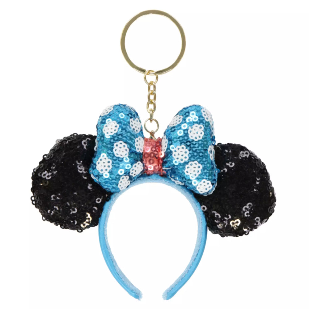 TDR - Minnie Mouse Blue Color Dot Bow Sequin Ear Headband Keychain (Relase Date: July 18, 2024)