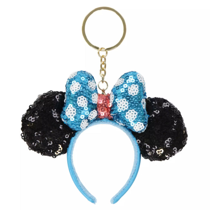 TDR - Minnie Mouse Blue Color Dot Bow Sequin Ear Headband Keychain (Relase Date: July 18, 2024)