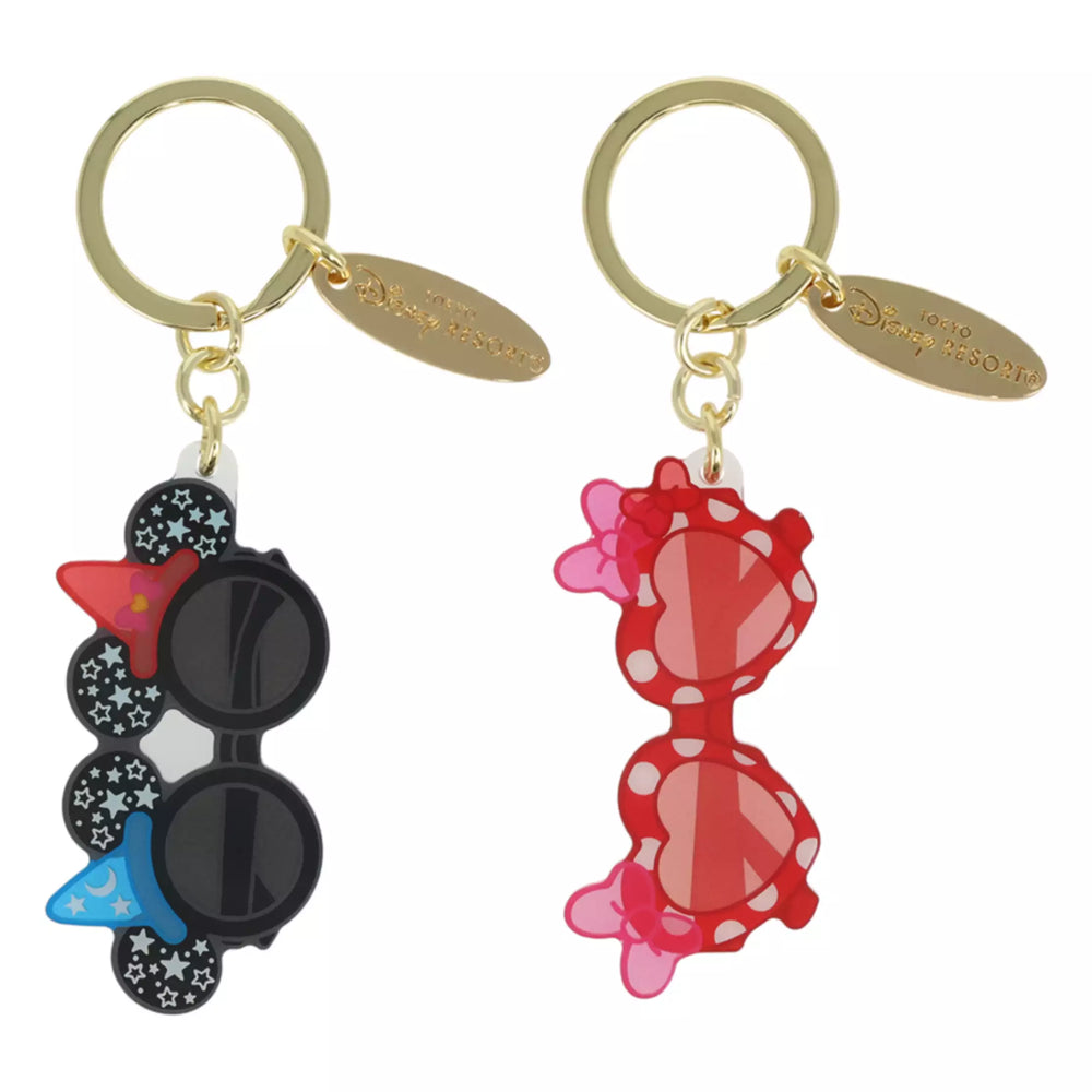 TDR - Mickey & Minnie Mouse "Sunglasses" Shaped Keychains Set of 2 (Release Date: July 17, 2025)