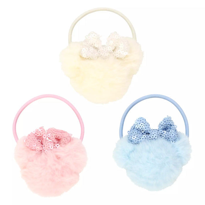 TDR Mickey & Minnie Mouse Fluffy & Warm Collection x Minnie Mouse Head Shaped Fluffy Hair Ties Set