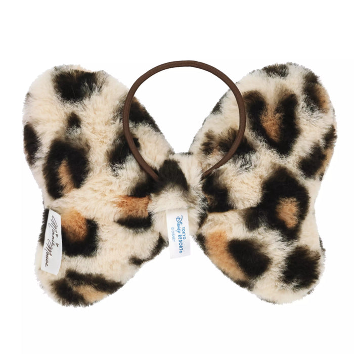 TDR - 2026 Minnie Mouse Fluffy Big Bow with Leopard Print Hair Tie Color: Beige (Release Date: Sep 24, 2026)