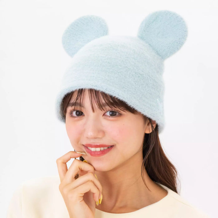 TDR Mickey & Minnie Mouse Fluffy & Warm 2024 Collection x Mickey Mouse Shaped Knitted Beanie for Aduls Color: Baby Blue (Release Date: Oct 31, 2024)