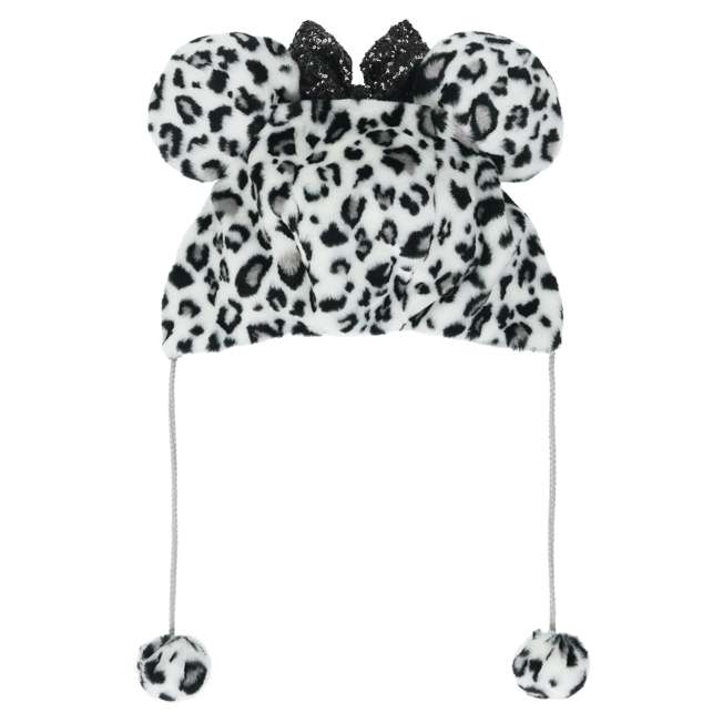TDR - Enjoy Winter Fashion Collection x Minnie Mouse Leopard Print Fluffy Fan Cap for Adults Color: White (Release Date: Oct 16, 2025) (Pre Order, Restock Date is Unknown)