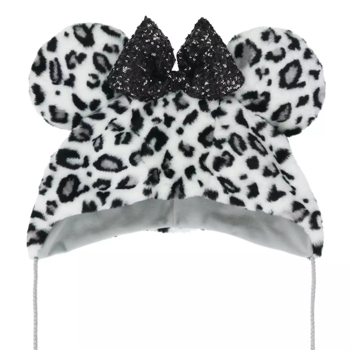 TDR - Enjoy Winter Fashion Collection x Minnie Mouse Leopard Print Fluffy Fan Cap for Adults Color: White (Release Date: Oct 16, 2025) (Pre Order, Restock Date is Unknown)
