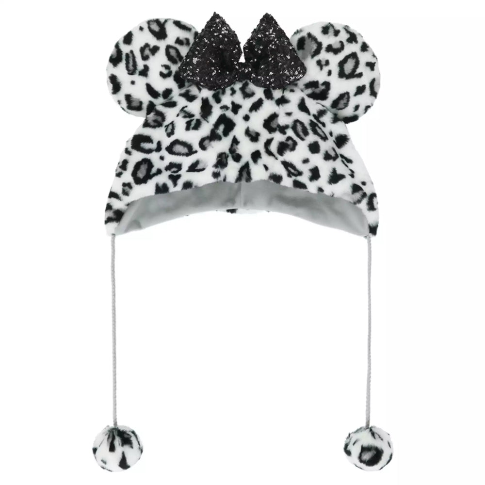 TDR - Enjoy Winter Fashion Collection x Minnie Mouse Leopard Print Fluffy Fan Cap for Adults Color: White (Release Date: Oct 16, 2025) (Pre Order, Restock Date is Unknown)
