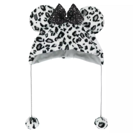 TDR - Enjoy Winter Fashion Collection x Minnie Mouse Leopard Print Fluffy Fan Cap for Adults Color: White (Release Date: Oct 16, 2025) (Pre Order, Restock Date is Unknown)