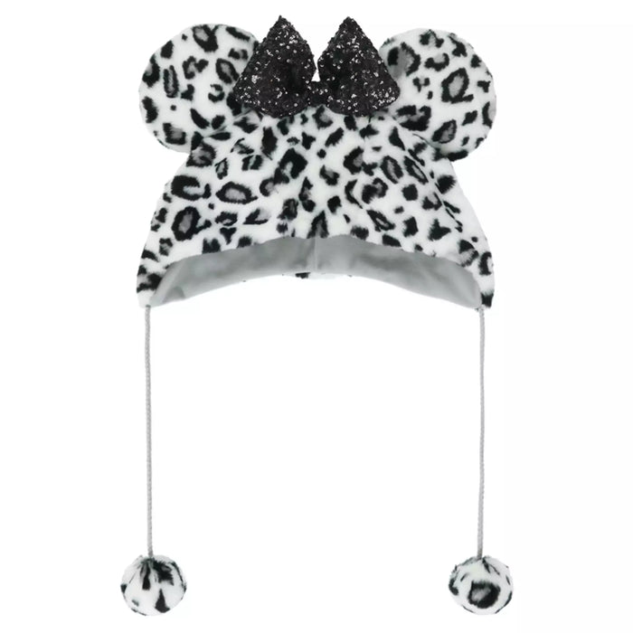 TDR - Enjoy Winter Fashion Collection x Minnie Mouse Leopard Print Fluffy Fan Cap for Adults Color: White (Release Date: Oct 16, 2025) (Pre Order, Restock Date is Unknown)