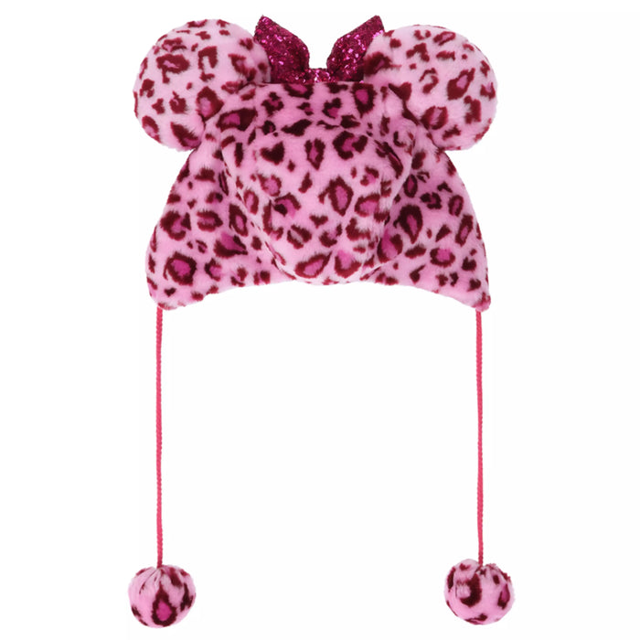 TDR - Enjoy Winter Fashion Collection x Minnie Mouse Leopard Print Fluffy Fan Cap for Adults Color: Pink (Pre Order, Restock Date is Unknown)
