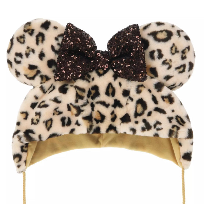TDR - Enjoy Winter Fashion Collection x Minnie Mouse Leopard Print Fluffy Fan Cap for Adults Color: Brown (Release Date: Oct 16, 2025) (Pre Order, Restock Date is Unknown)