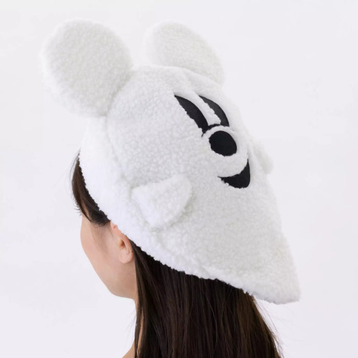TDR - 2025 Mickey & Friends Disney Halloween "Spook Ghost Night!" Collection x Mickey Mouse Ghost Shaped Fluffy Beret for Adults (Release Date: Sept 16, 2025)