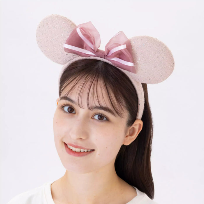 TDR - Minnie Mouse Tweed Fabrics & Sequin Bow Ear Headband Color: Pink (Release Date: Apr 30, 2026)