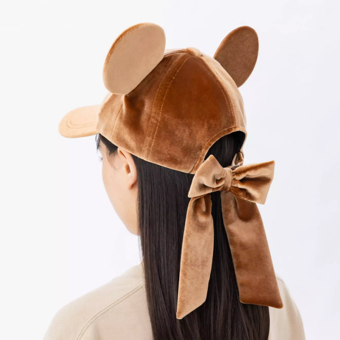 TDR 2026 Mickey Mouse with Ears Suede Hat with Big Bow for Adults Color: Brown (Release Date: Oct 22, 2026)