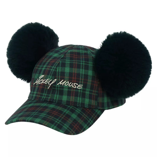TDR 2026 Mickey Mouse Checkered Pattern with Pom Pom Ears Hat for Adults Color: Green (Release Date: Oct 22, 2026)