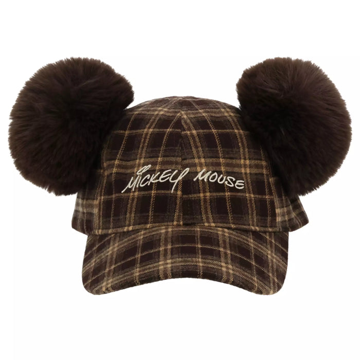 TDR 2026 Mickey Mouse Checkered Pattern with Pom Pom Ears Hat for Adults Color: Brown (Release Date: Oct 22, 2026)