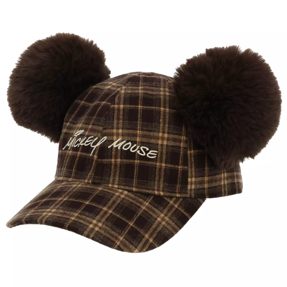 TDR 2026 Mickey Mouse Checkered Pattern with Pom Pom Ears Hat for Adults Color: Brown (Release Date: Oct 22, 2026)
